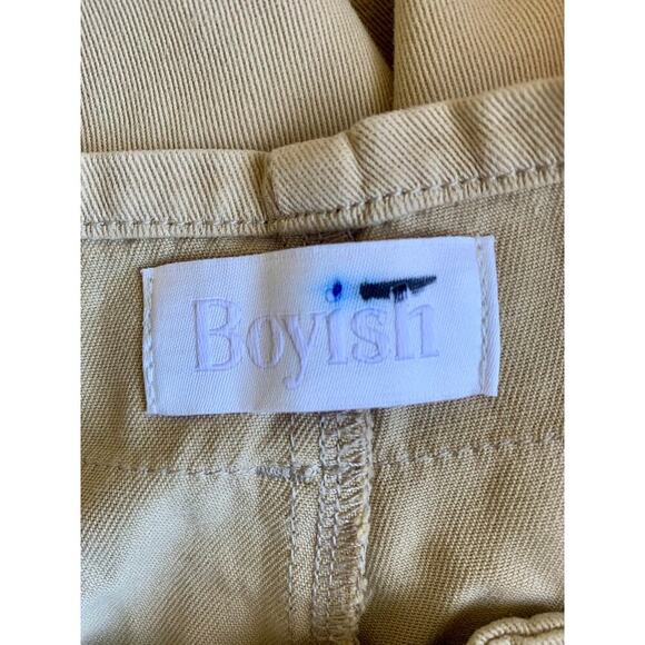 Boyish Clancy Paperbag Pleated Chino in Beige Size 26 Belted Fringe Hem Stretch - Picture 5 of 6